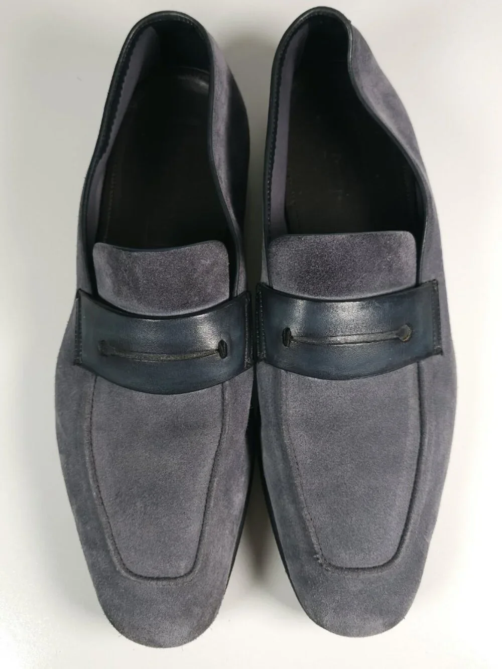 ERMENEGILDO ZEGNA Asola Loafers Blue Suede Soft Leather Size US 8